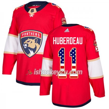 Mænd NHL Florida Panthers Trøje Jonathan Huberdeau 11 Adidas 2017-2018 Rød USA Flag Fashion Authentic